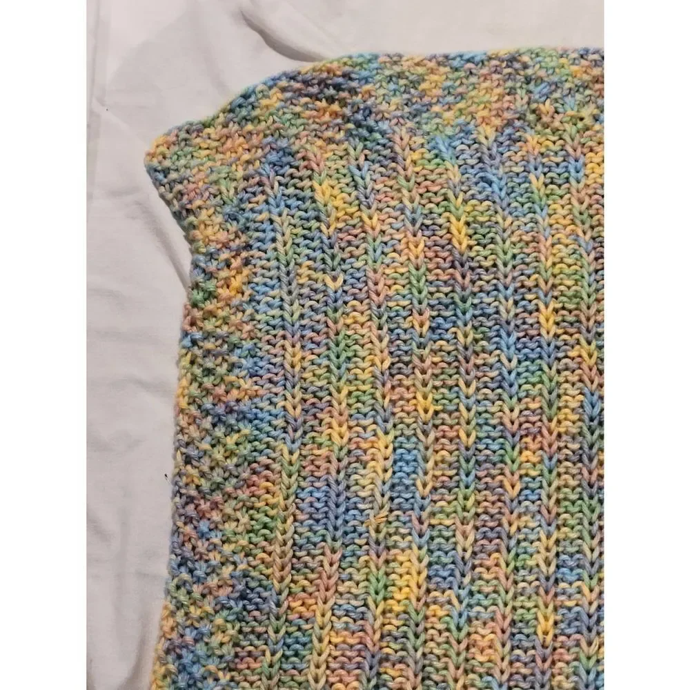 Afghan Handmade Crochet Throw Lap Wheelchair Blanket multi pastel colors‎ 34 x34
